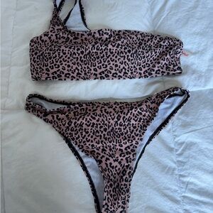 Pink Leopard Print Bikini Set